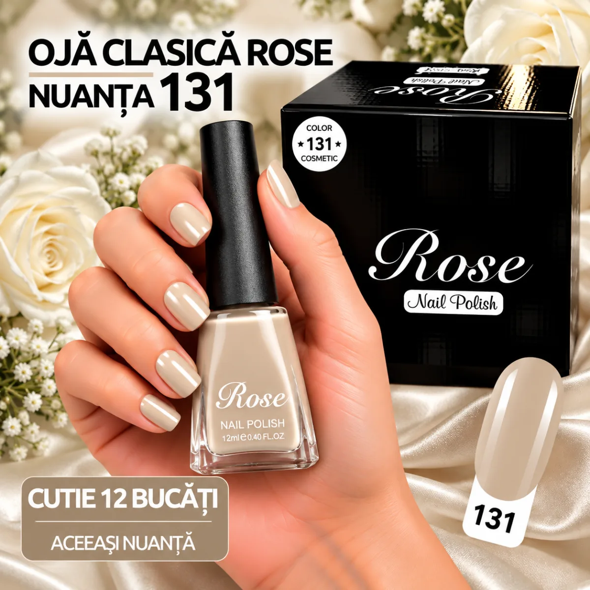 Ojă Clasică Rose 12 ml Engros - Nuanța 131 - Cutie 12 Bucăți — Görsel 1