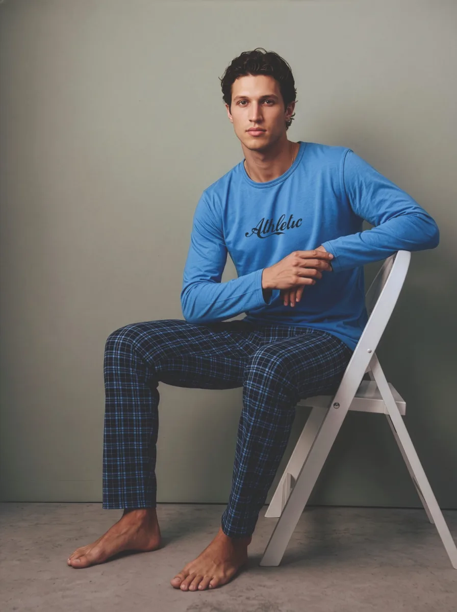 Pijama barbati Serena cu maneca lunga si pantalon lungi ,Engros — Imaginea 2