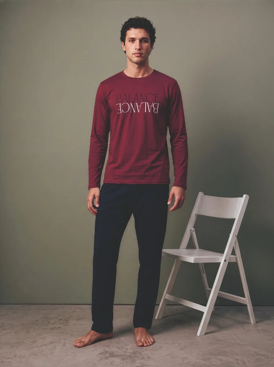 Pijama barbati Serena cu maneca lunga si pantalon lung ,Engros — Image 2