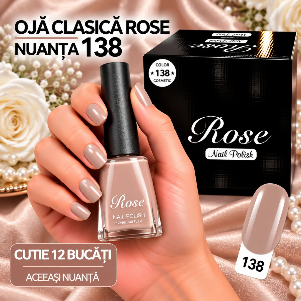 Ojă Clasică Rose 12 ml Engros - Nuanța 138 - Cutie 12 Bucăți — Image 1