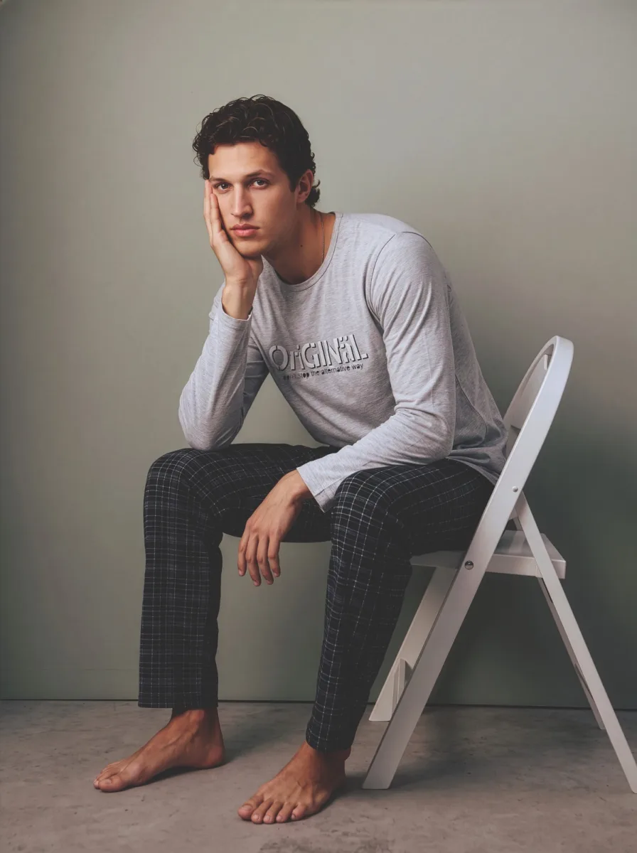 Pijama barbati Serena cu maneca lunga si pantalon lungi ,Engros — Image 1