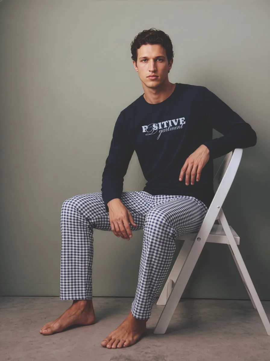 Pijama barbati Serena cu maneca lunga si pantalon lungi ,Engros — Image 1