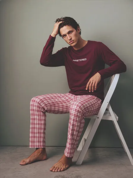Pijama barbati Serena cu maneca lunga si pantalon lungi ,Engros