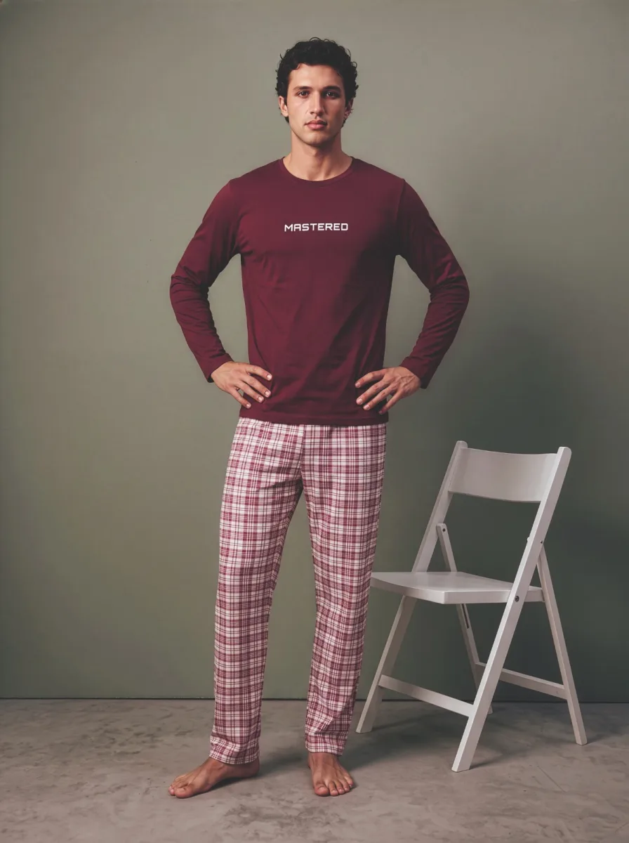 Pijama barbati Serena cu maneca lunga si pantalon lungi ,Engros — Görsel 2