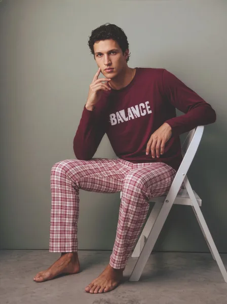 Pijama barbati Serena cu maneca lunga si pantalon lungi ,Engros