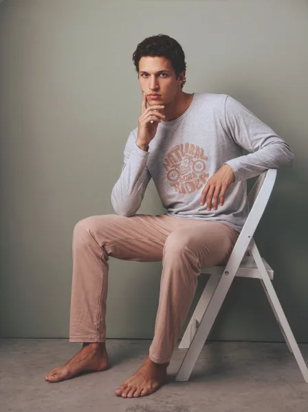 Pijama barbati Serena cu maneca lunga si pantalon lungi ,Engros