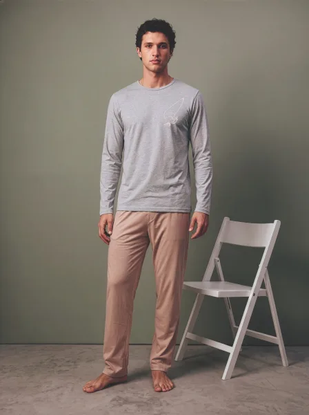 Pijama barbati Serena cu maneca lunga si pantalon lungi ,Engros