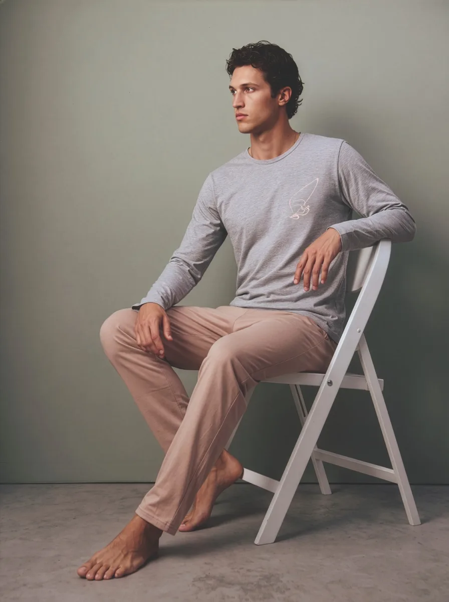 Pijama barbati Serena cu maneca lunga si pantalon lungi ,Engros — Görsel 2