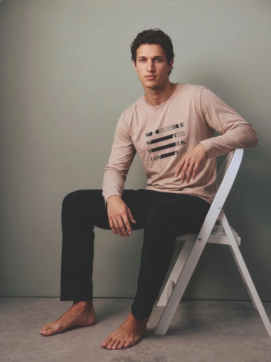 Pijama barbati Serena cu maneca lunga si pantalon lungi ,Engros — Görsel 2
