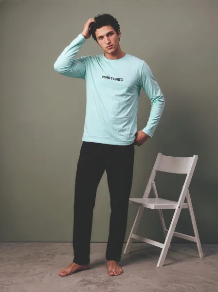 Pijama barbati Serena cu maneca lunga si pantalon lungi ,Engros