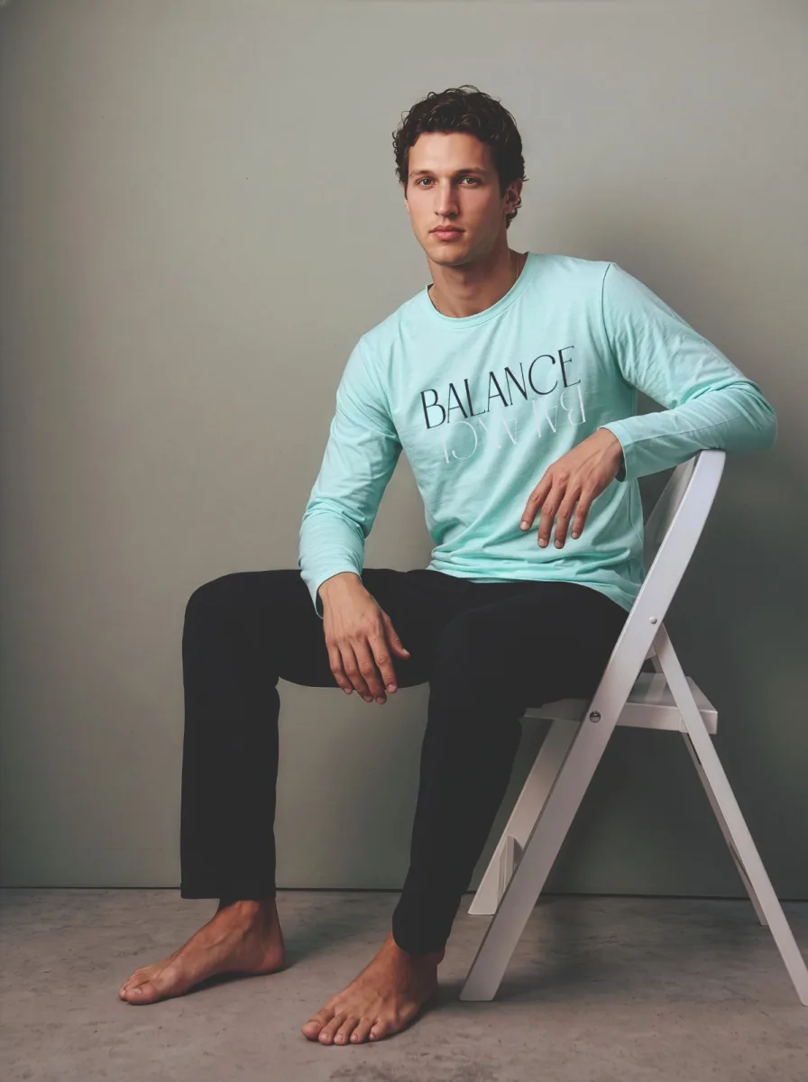 Pijama barbati Serena cu maneca lunga si pantalon lungi ,Engros — Görsel 1