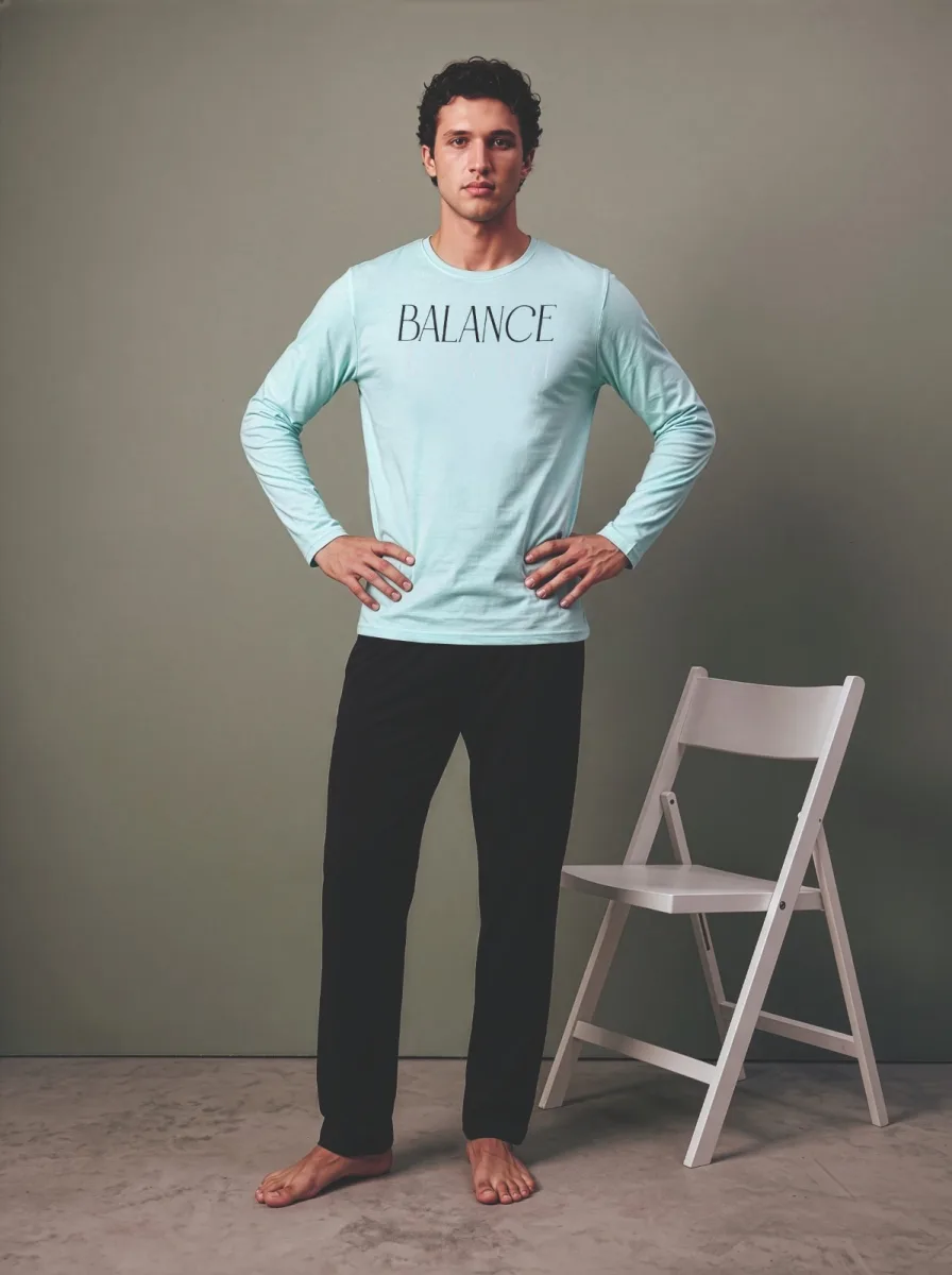 Pijama barbati Serena cu maneca lunga si pantalon lungi ,Engros — Görsel 2