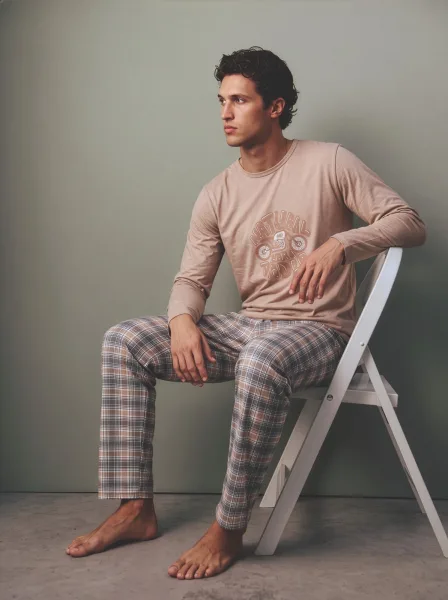 Pijama barbati Serena cu maneca lunga si pantalon lungi ,Engros