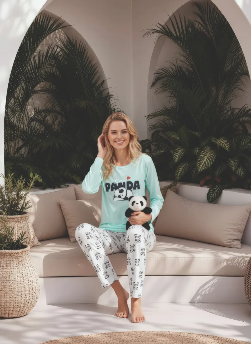 Pijama dama Serena cu maneca lunga si pantalon lung,Engros — Görsel 2