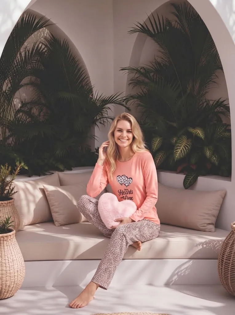 Pijama dama Serena cu maneca lunga si pantalon lung ,Engros — Görsel 2