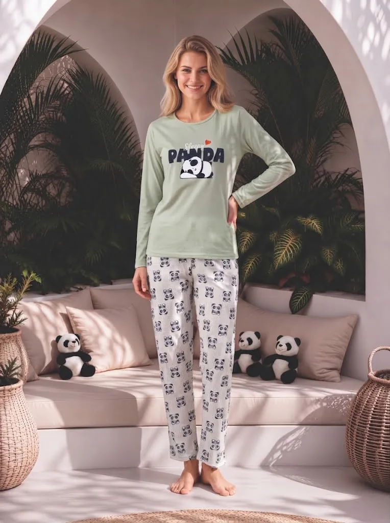 Pijama dama Serena cu maneca lunga si pantalon lung ,Engros — Imaginea 2