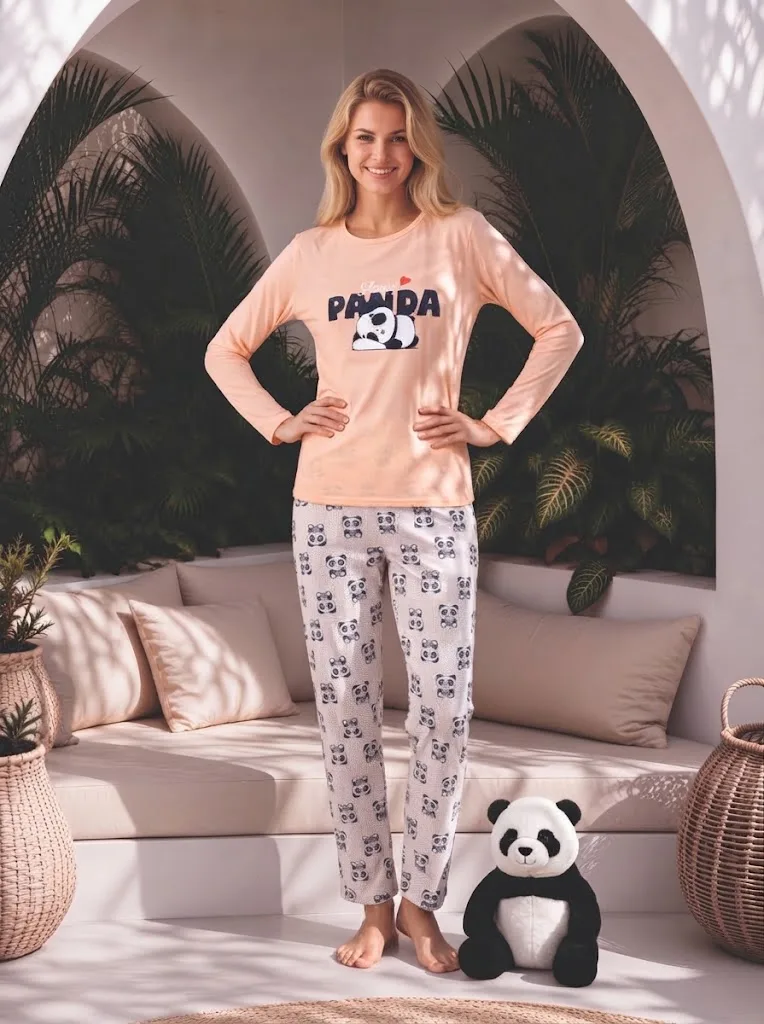 Pijama dama Serena cu maneca lunga si pantalon lung,Engros — Görsel 2