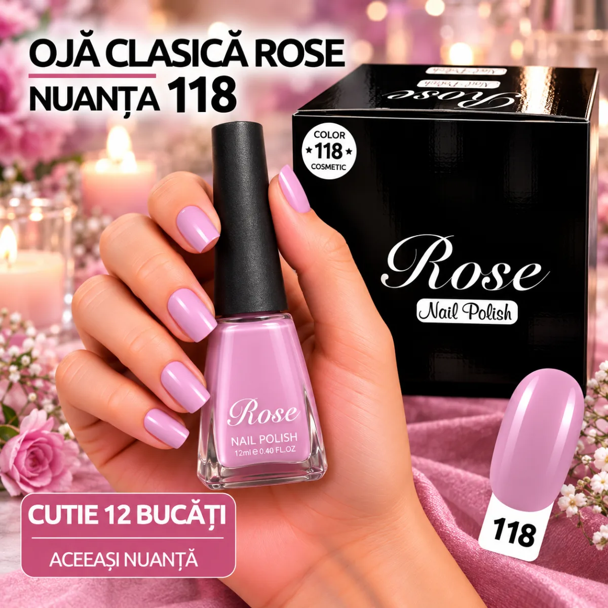 Ojă Clasică Rose Engros - Nuanța 118 - Cutie 12 Bucăți — Image 1