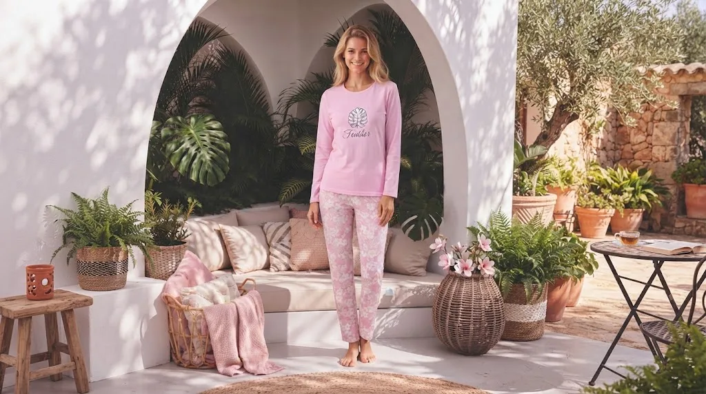 Pijama dama Serena cu maneca lunga si pantalon lung,Engros — Görsel 1
