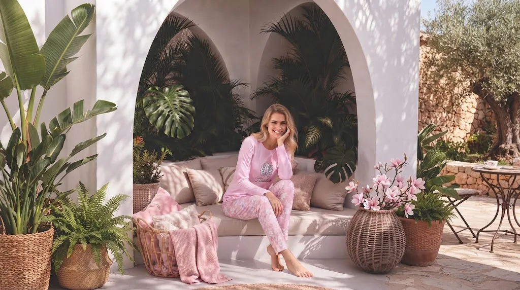 Pijama dama Serena cu maneca lunga si pantalon lung,Engros — Görsel 2