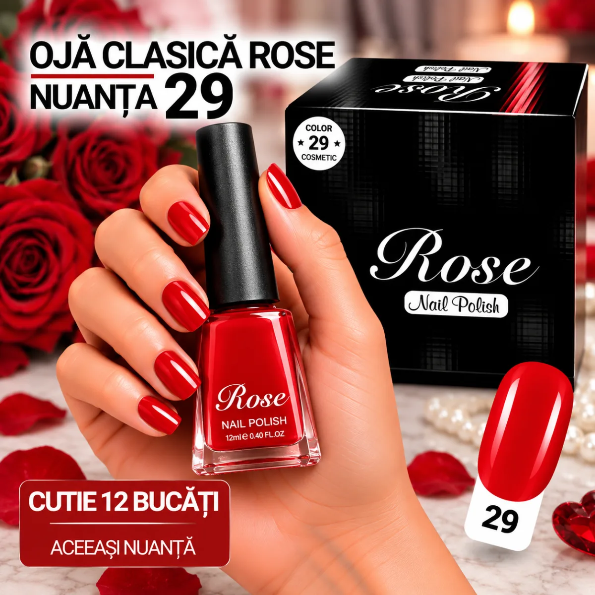 Ojă Clasică Rose 12 ml Engros - Nuanța 29 - Cutie 12 Bucăți — Image 1