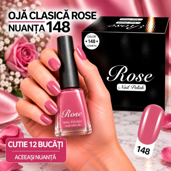 Ojă Clasică Rose 12 ml Engros - Nuanța 148 - Cutie 12 Bucăți