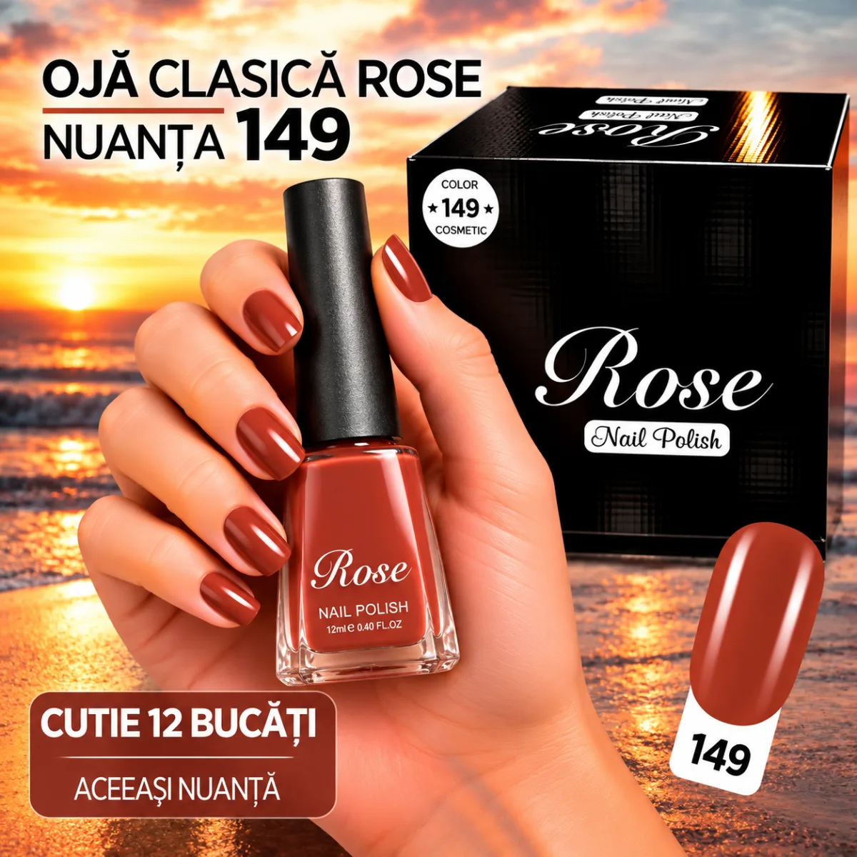Ojă Clasică Rose 12 ml Engros - Nuanța 149 - Cutie 12 Bucăți — Image 1