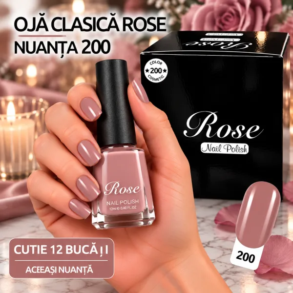 Ojă clasică Rose 12 ml - Nuanța 200 - Set 12 bucăți