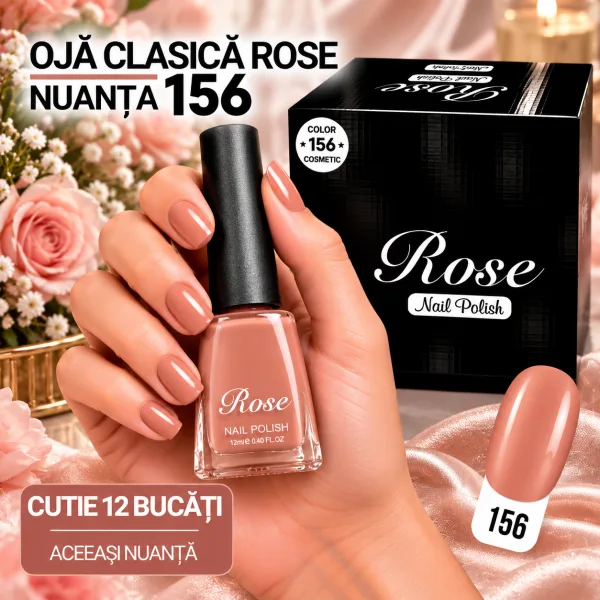 Ojă Clasică Rose 12 ml Engros - Nuanța 156 - Cutie 12 Bucăți