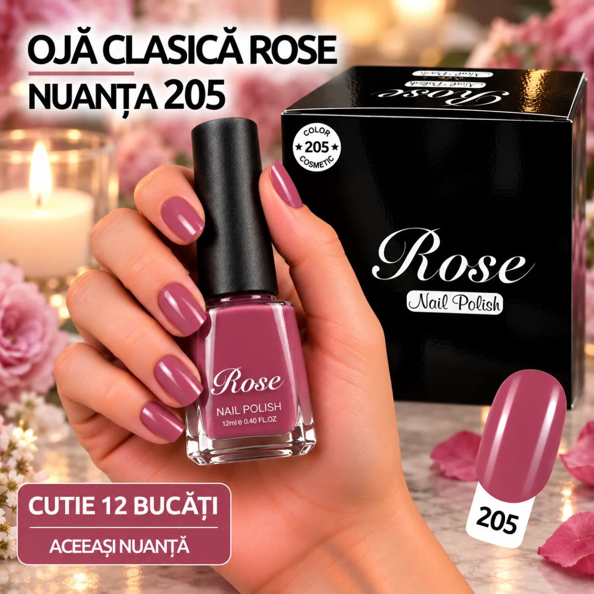 Ojă clasică - Rose Nail Polish, nuanța 205 Engros — Görsel 1