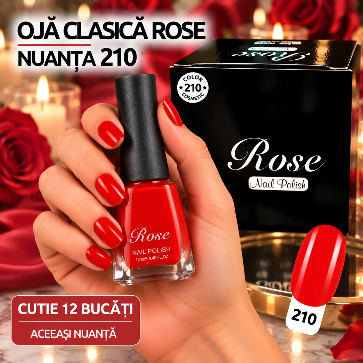 Ojă clasică Rose 12 ml - Nuanța 210 - Set 12 bucăți — Image 1