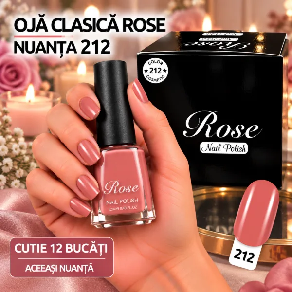 Ojă clasică Rose 12 ml - Nuanța 212 - Set 12 bucăți
