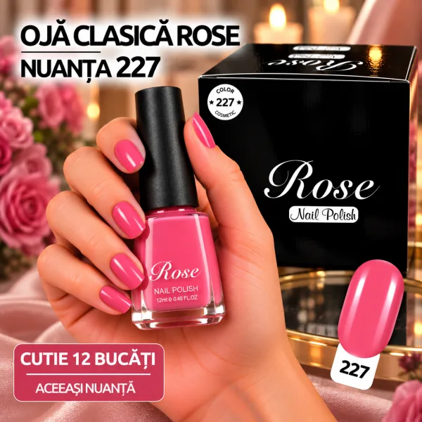 Ojă clasică Rose 12 ml - Nuanța 227 - Set 12 bucăți