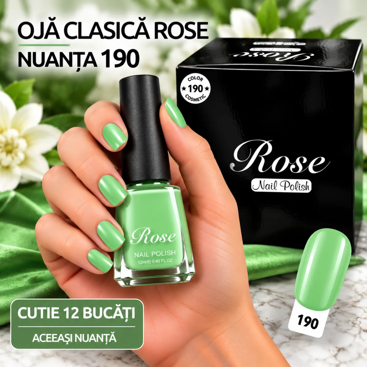 Ojă clasică Rose Nuanța 190 - cutie 12 bucăți Angro — Görsel 1