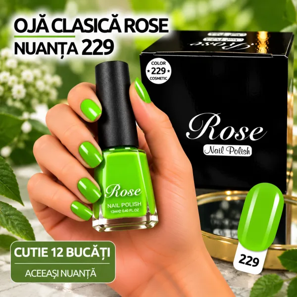 Ojă clasică Rose 12 ml - Nuanța 229 - Set 12 bucăți