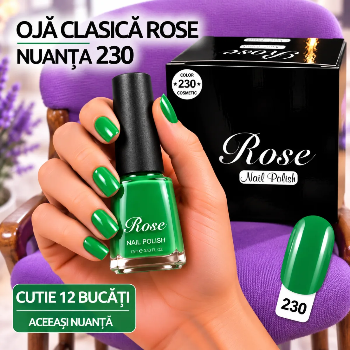 Ojă clasică Rose 12 ml - Nuanța 230 - Set 12 bucăți — Image 1