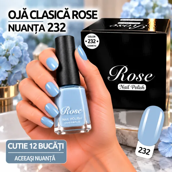 Ojă clasică Rose 12 ml - Nuanța 232 - Set 12 bucăți