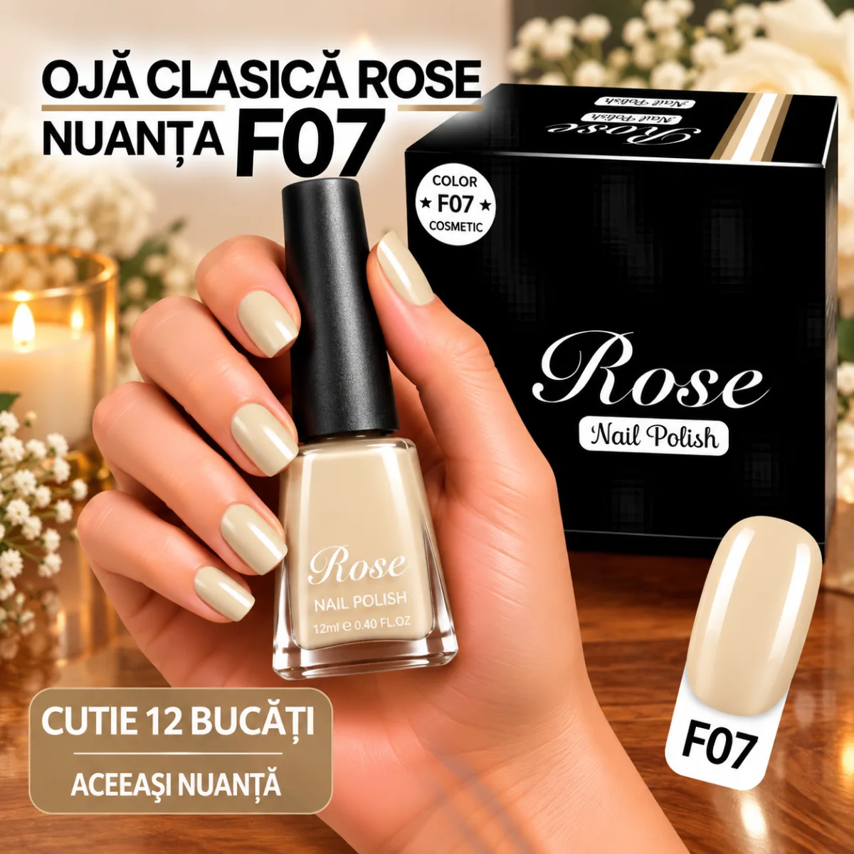 Ojă Clasică Rose Engros - Nuanța F07 - Cutie 12 Bucăți — Görsel 1