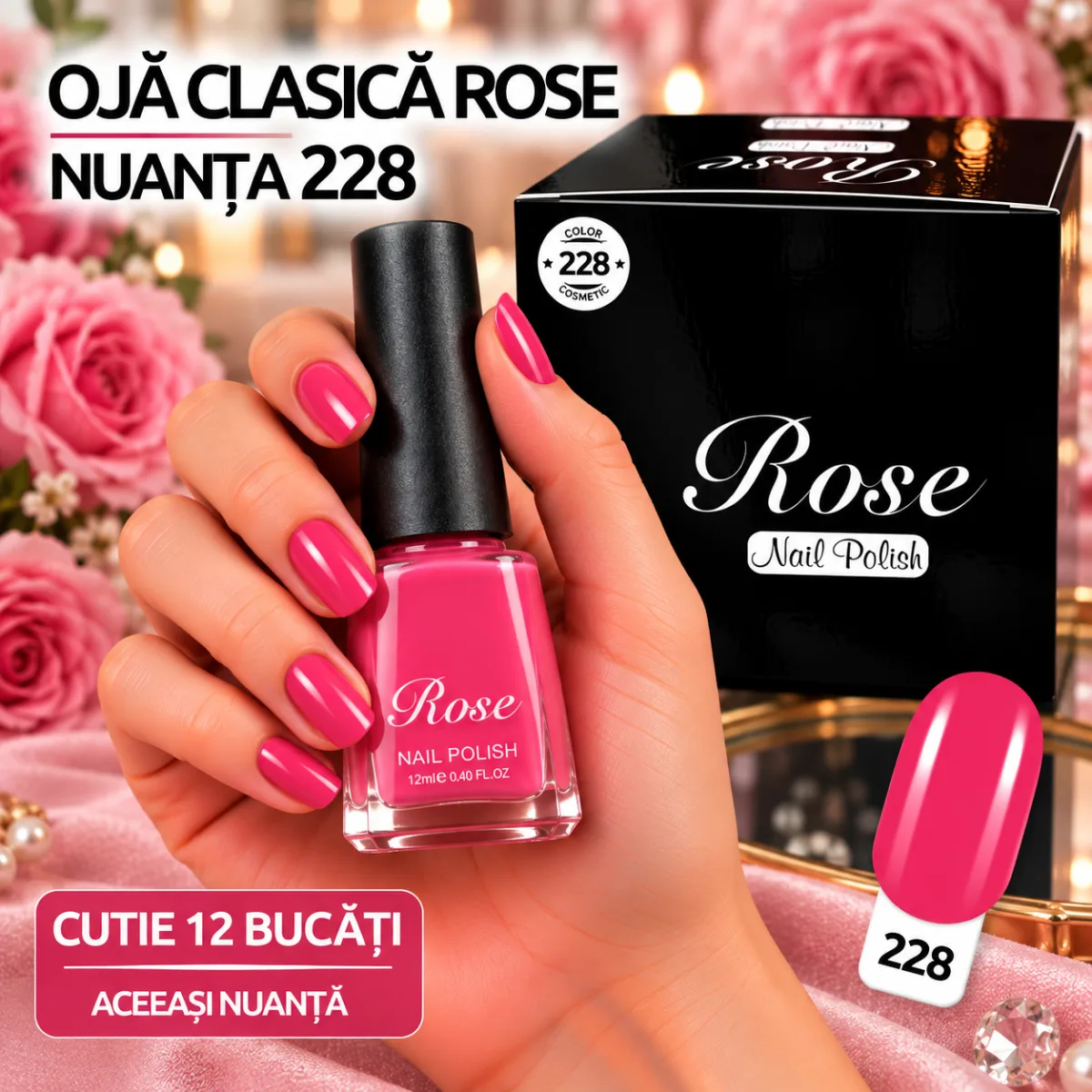 Ojă clasică Rose 12 ml - Nuanța 228 - Set 12 bucăți — Görsel 1