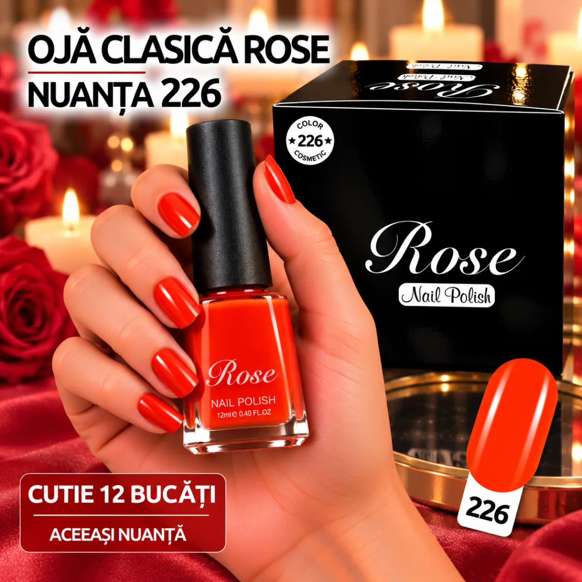 Ojă clasică Rose 12 ml - Nuanța 226 - Set 12 bucăți — Görsel 1