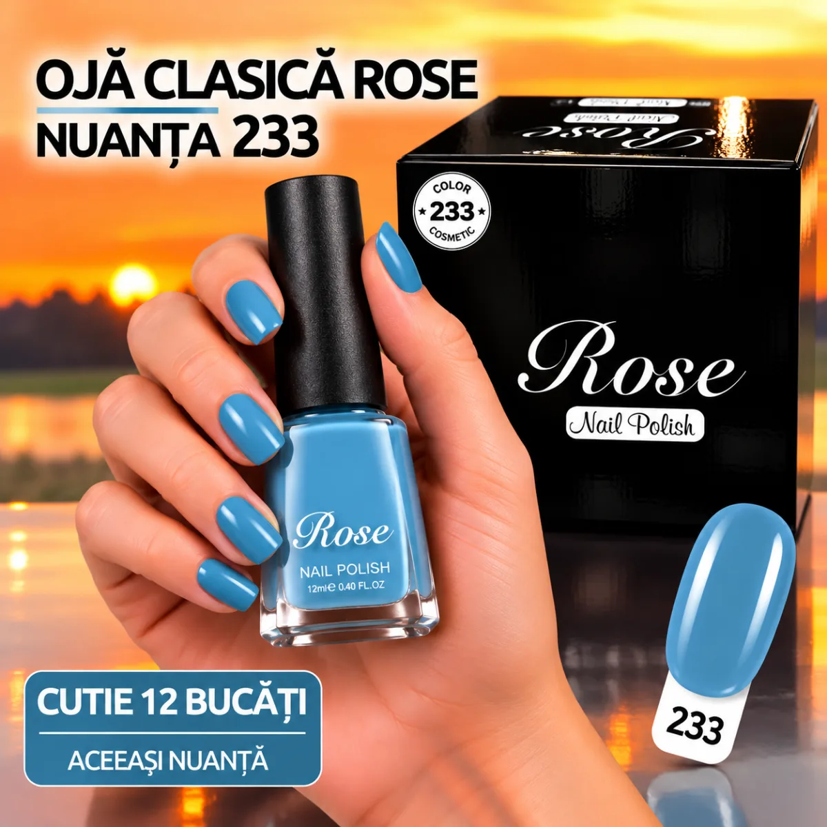 Ojă clasică Rose 12 ml - Nuanța 233 - Set 12 bucăți — Görsel 1