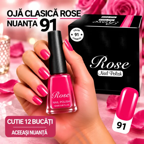 Ojă Clasică Rose Engros - Nuanța 91 - Cutie 12 Bucăți