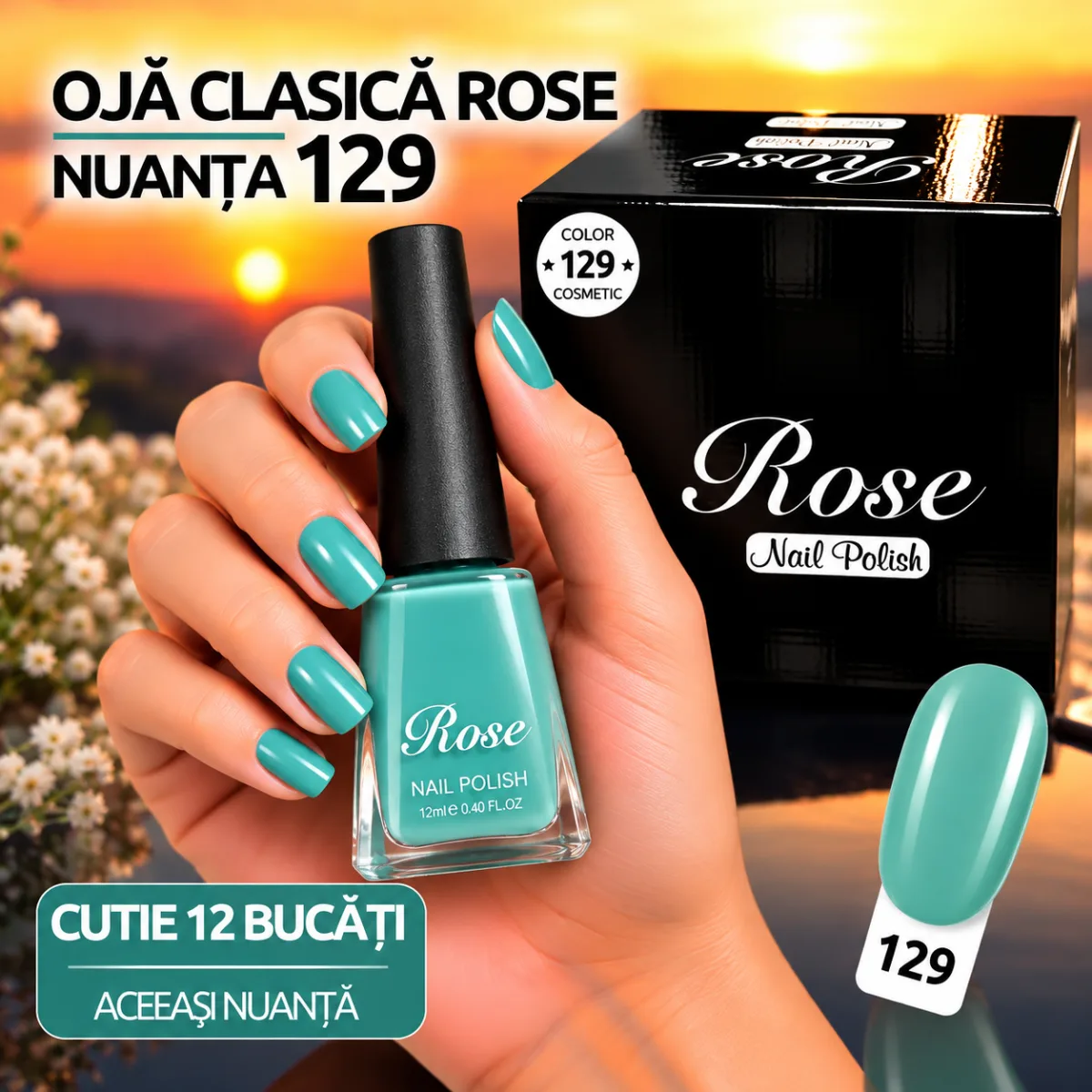 Ojă Clasică Rose Engros - Nuanța 129 - Cutie 12 Bucăți — Image 1