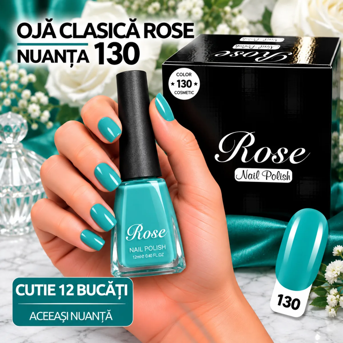 Ojă Clasică Rose 12 ml Engros - Nuanța 130 - Cutie 12 Bucăți — Imaginea 1