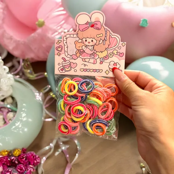 Set elastice colorate pentru păr - ambalaj individual tip punguță En-Gross