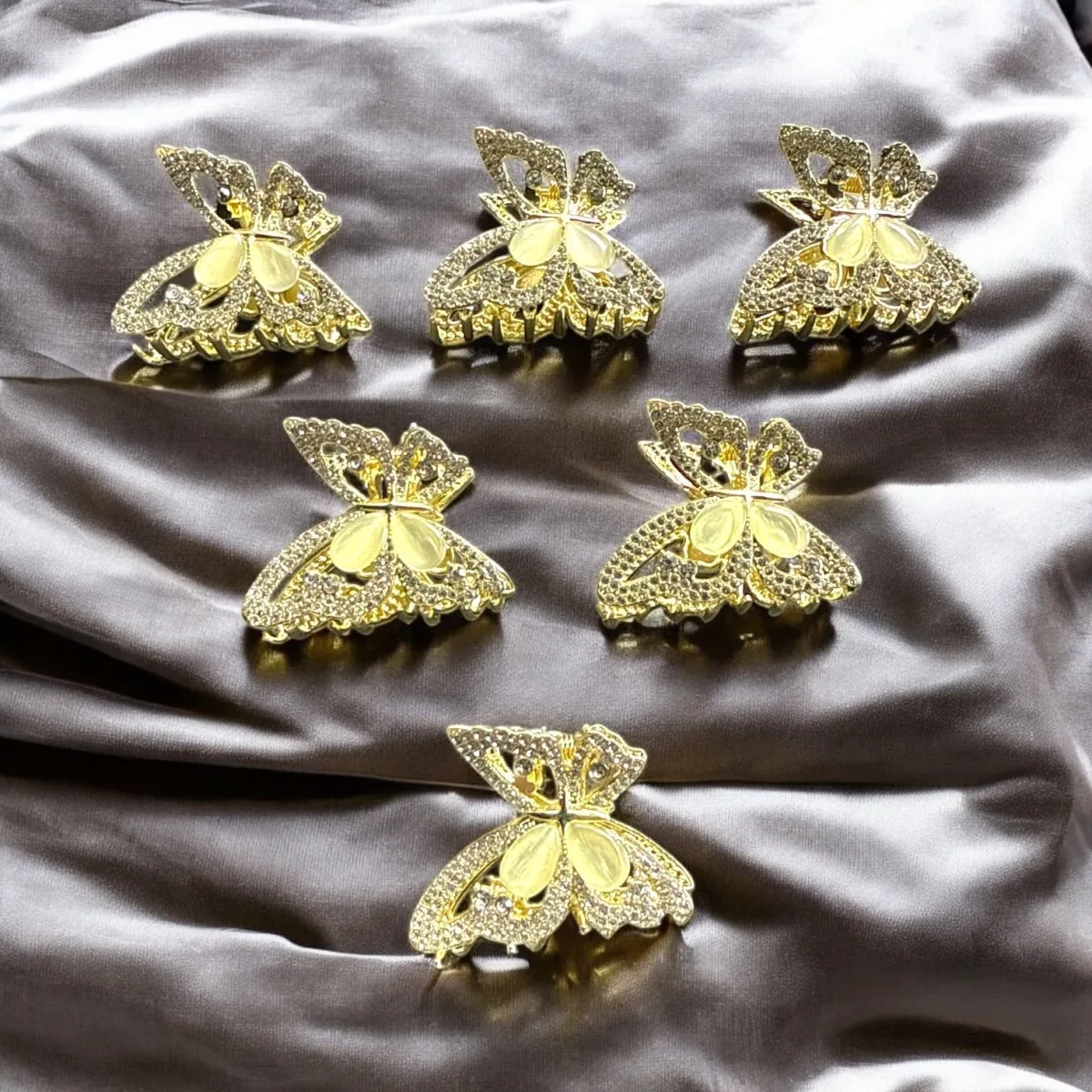Set 12 clești de păr fluture din metal auriu G214 En Gros — Görsel 2