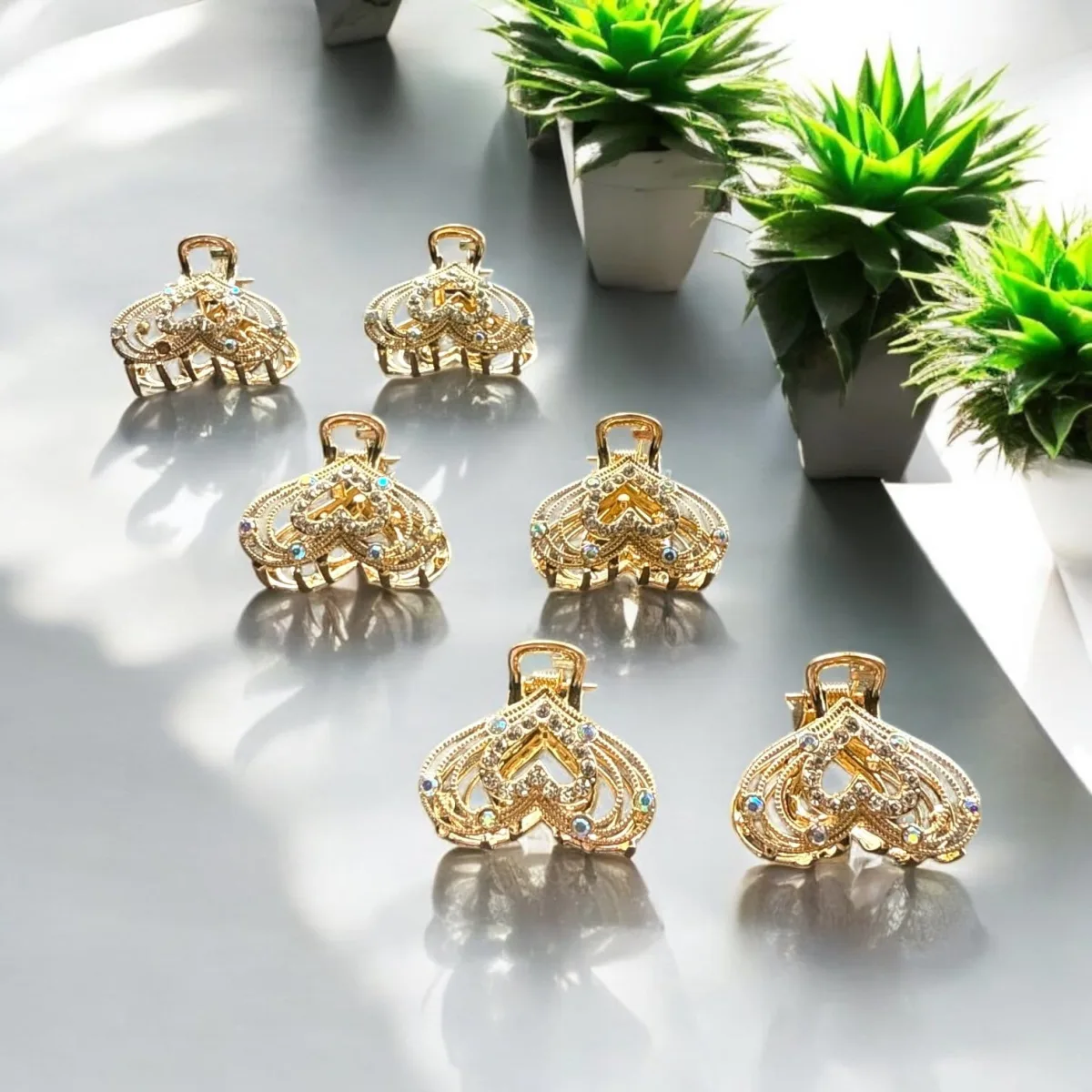 Set 12 clești de păr metalici cu pietre transparente G231 En-Gross — Image 3