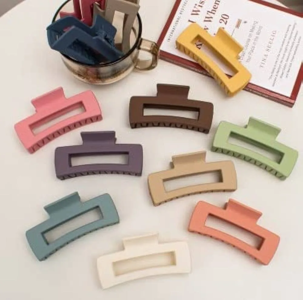 Set Clești de Păr din silicon cu Design Dreptunghiular, Finisaj Mat, Set de 12 Bucăți Engros — Image 1
