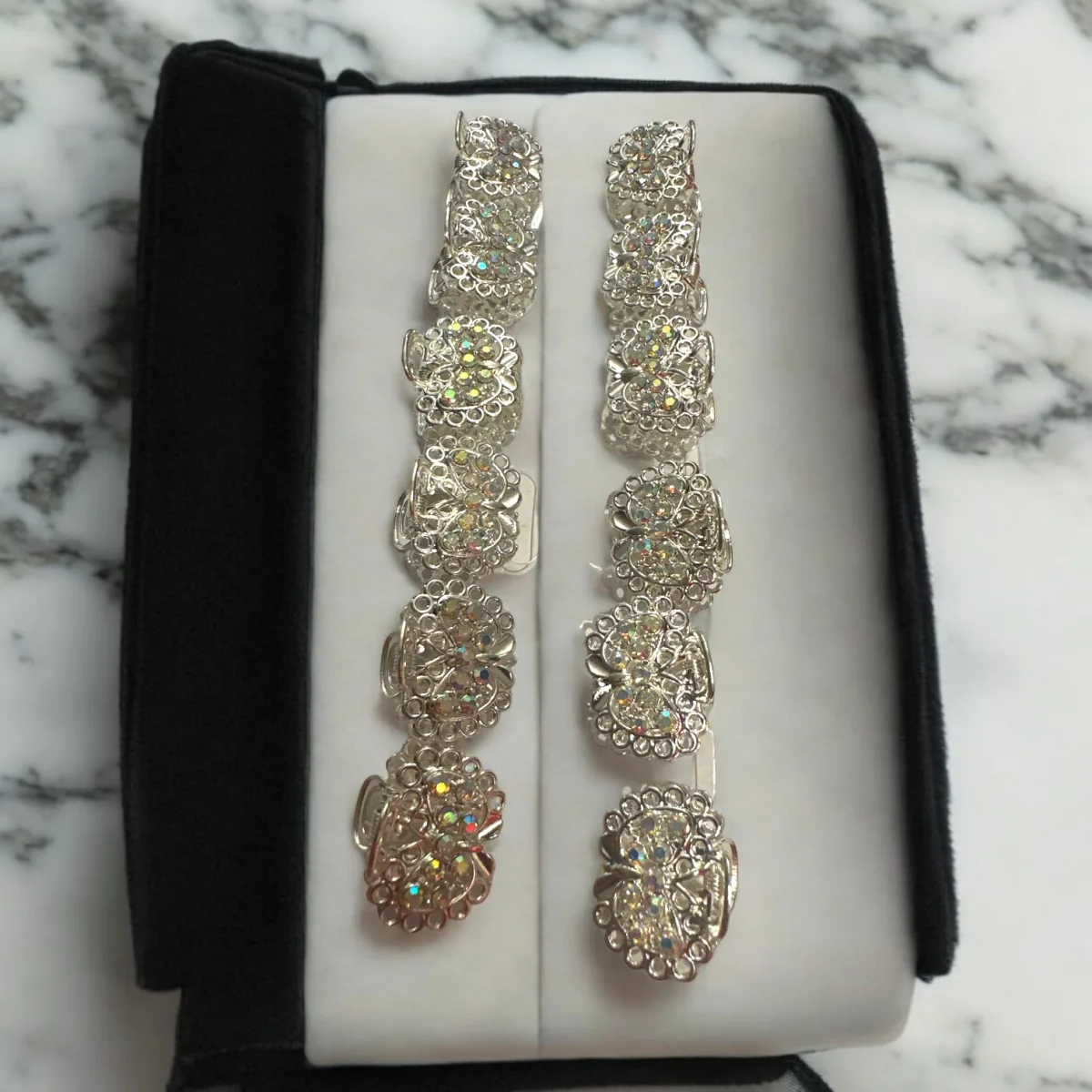 Clestisori de par din metal cu pietre transparente cod D86 set 12 bucati pentru coafuri elegante Angro — Image 2