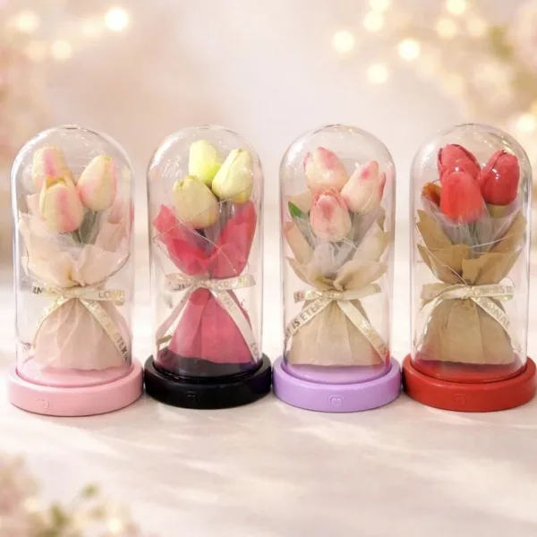 Mini buchet de lalele cu LED, săpun, 21 × 11 cm, en-gros - E157